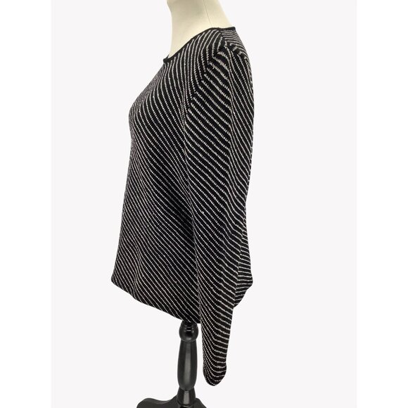 Vintage Lawrence Rich Womens Black & White Striped Sweater Size L Cozy Knit - Picture 4 of 6